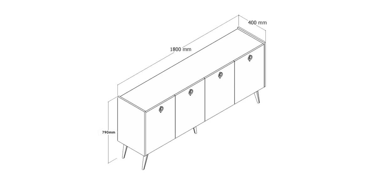 Μπουφές Jeslie pakoworld μελαμίνης oak-ανθρακί 180x40x79εκ