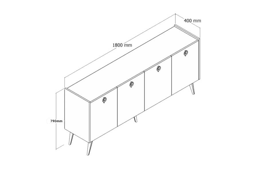 Μπουφές Jeslie pakoworld μελαμίνης oak-ανθρακί 180x40x79εκ