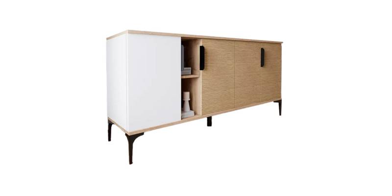 Μπουφές Tajesy pakoworld μελαμίνης λευκό-oak 180x40x78εκ