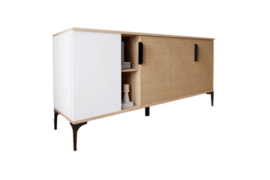 Μπουφές Tajesy pakoworld μελαμίνης λευκό-oak 180x40x78εκ