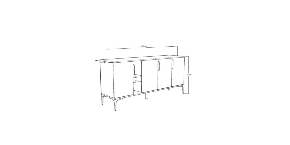 Μπουφές Tajesy pakoworld μελαμίνης λευκό-oak 180x40x78εκ
