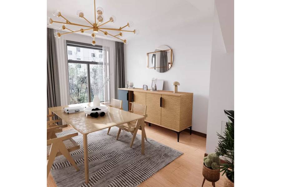 Μπουφές Tajesy pakoworld μελαμίνης ανθρακί-oak 180x40x78εκ