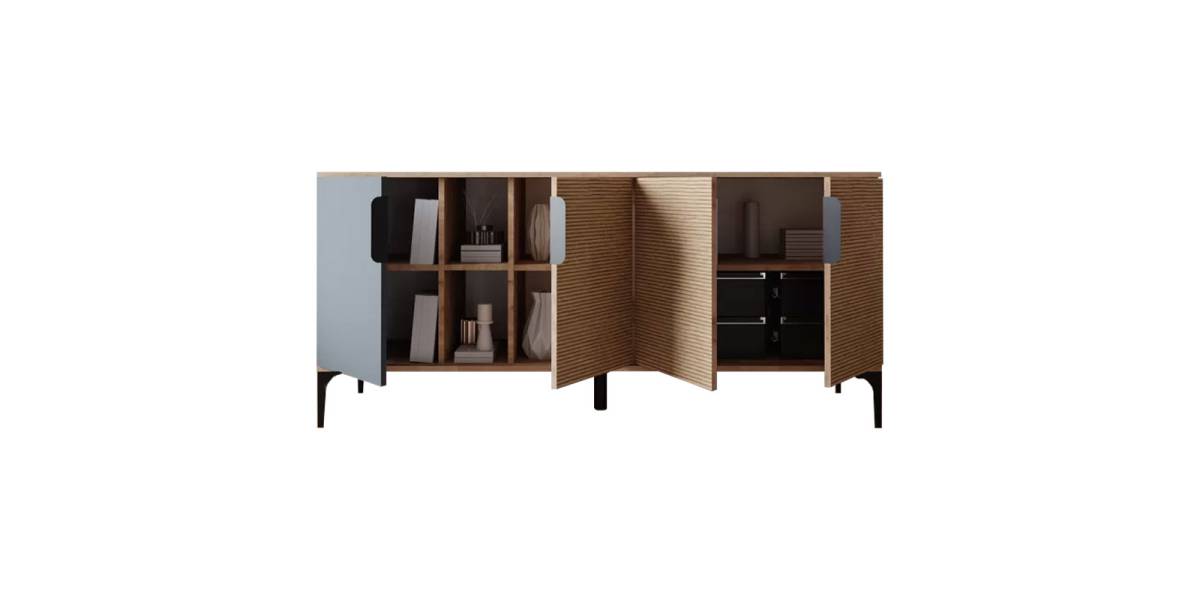 Μπουφές Tajesy pakoworld μελαμίνης ανθρακί-oak 180x40x78εκ