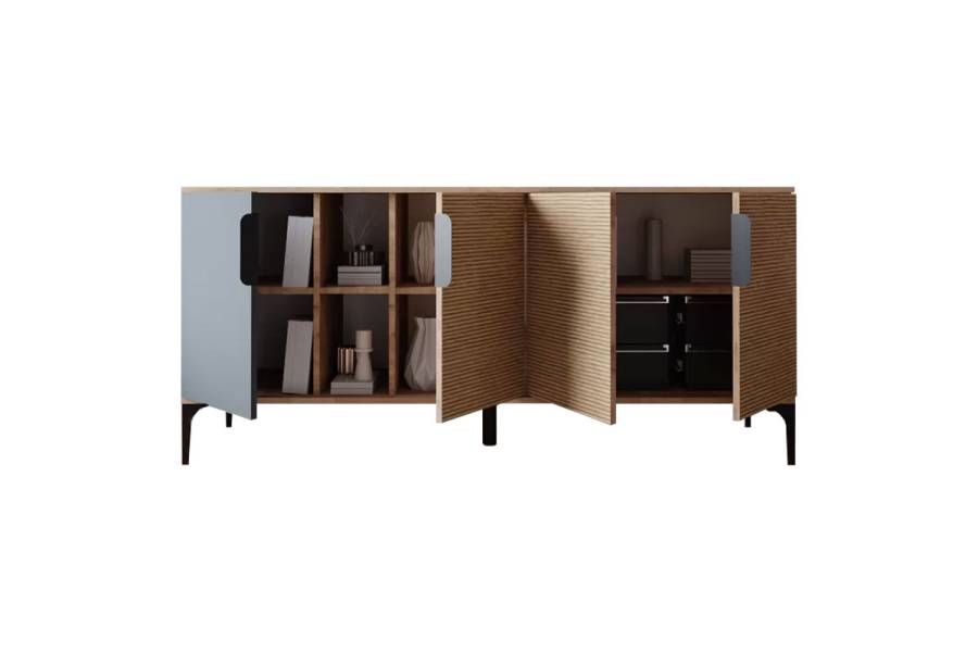Μπουφές Tajesy pakoworld μελαμίνης ανθρακί-oak 180x40x78εκ