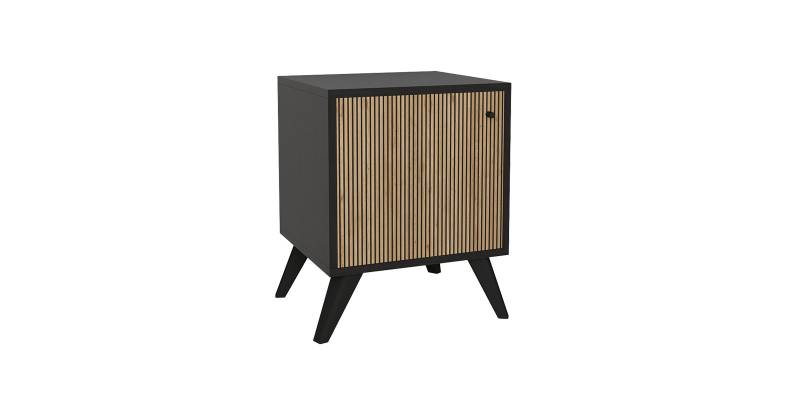 Κομοδίνο Flipter pakoworld μελαμίνης oak-μαύρο 40x40x55εκ
