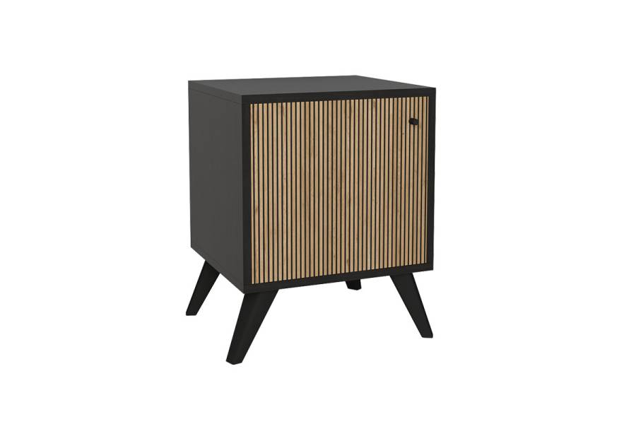 Κομοδίνο Flipter pakoworld μελαμίνης oak-μαύρο 40x40x55εκ
