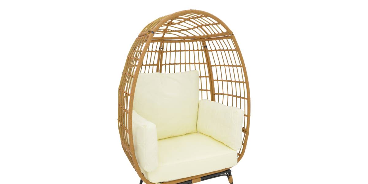 Πολυθρόνα Frox pakoworld wicker rattan φυσικό-μεταλλικό φυσικό-μαύρο πόδι-μπεζ μαξιλάρι 96x76x145εκ