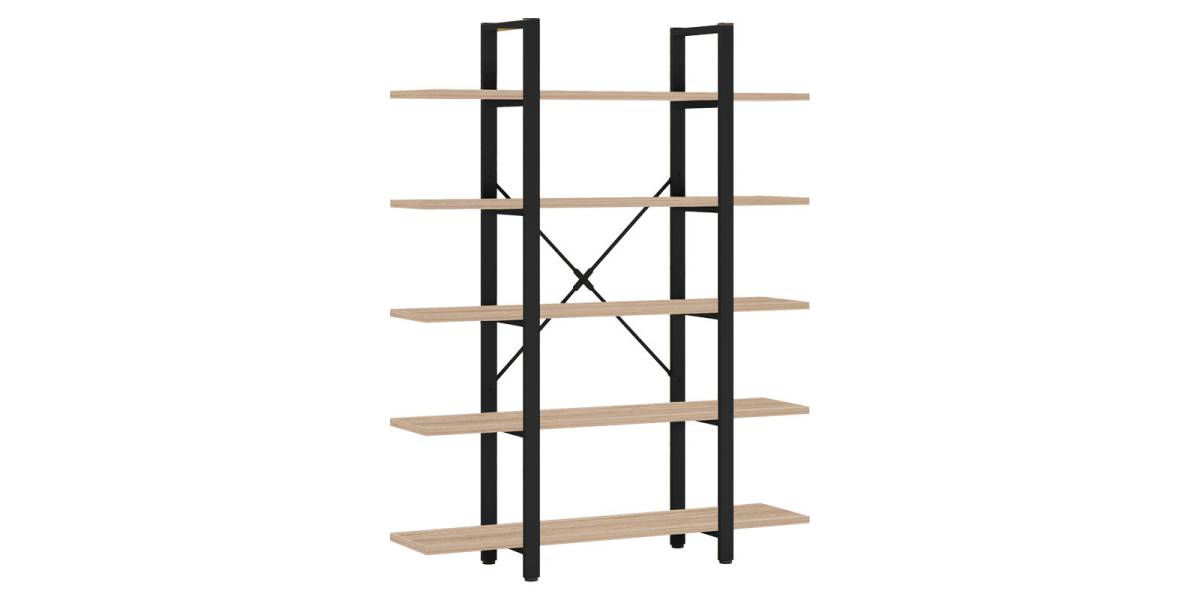 Βιβλιοθήκη Esthon pakoworld φυσικό-μαύρο μέταλλο 120x28x180εκ