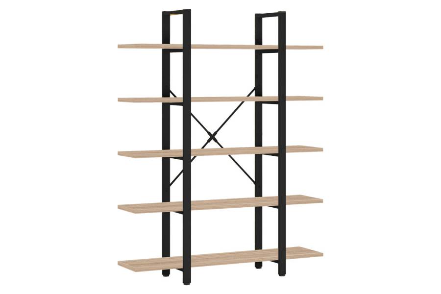 Βιβλιοθήκη Esthon pakoworld φυσικό-μαύρο μέταλλο 120x28x180εκ