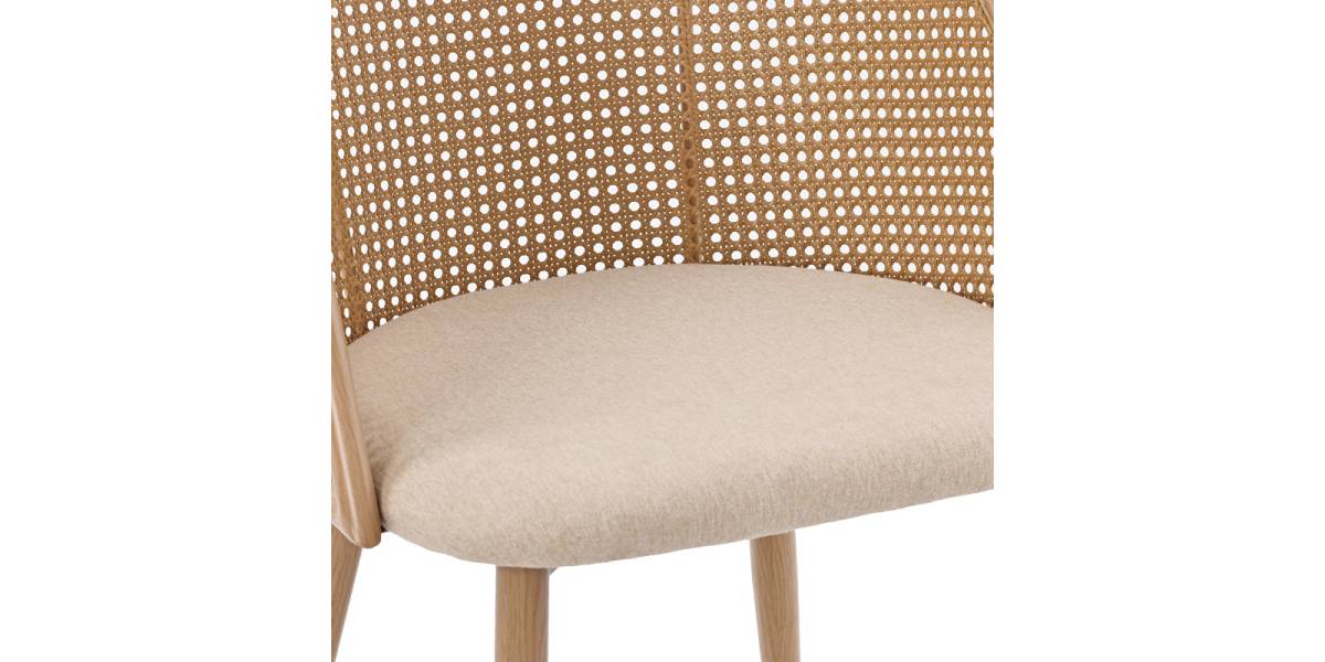Καρέκλα Riccardo pakoworld φυσικό pe rattan-μπεζ ύφασμα-φυσικό μέταλλο 56x52x82εκ