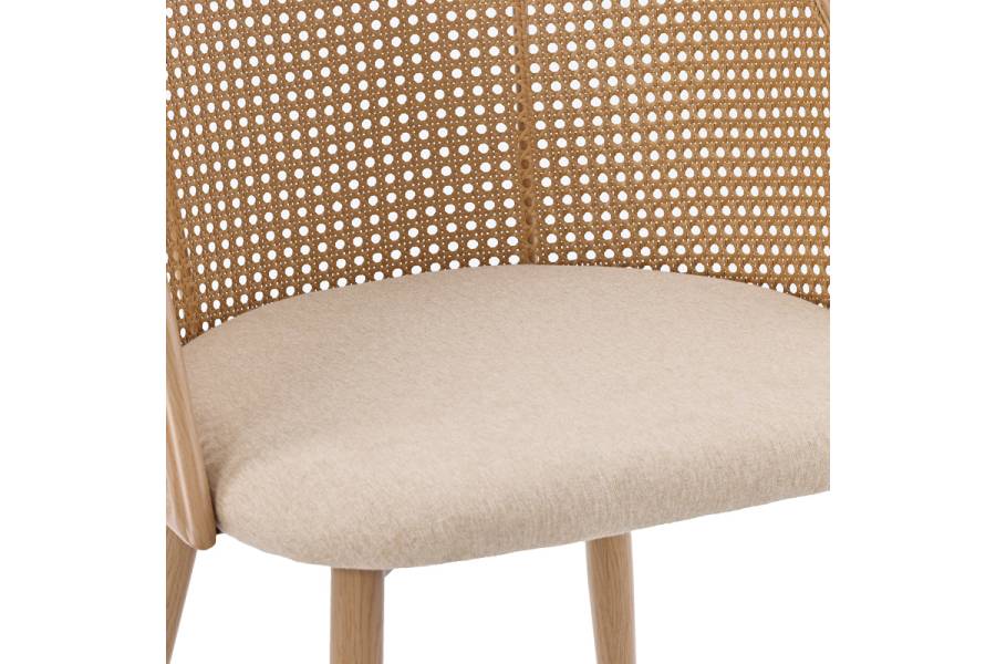 Καρέκλα Riccardo pakoworld φυσικό pe rattan-μπεζ ύφασμα-φυσικό μέταλλο 56x52x82εκ