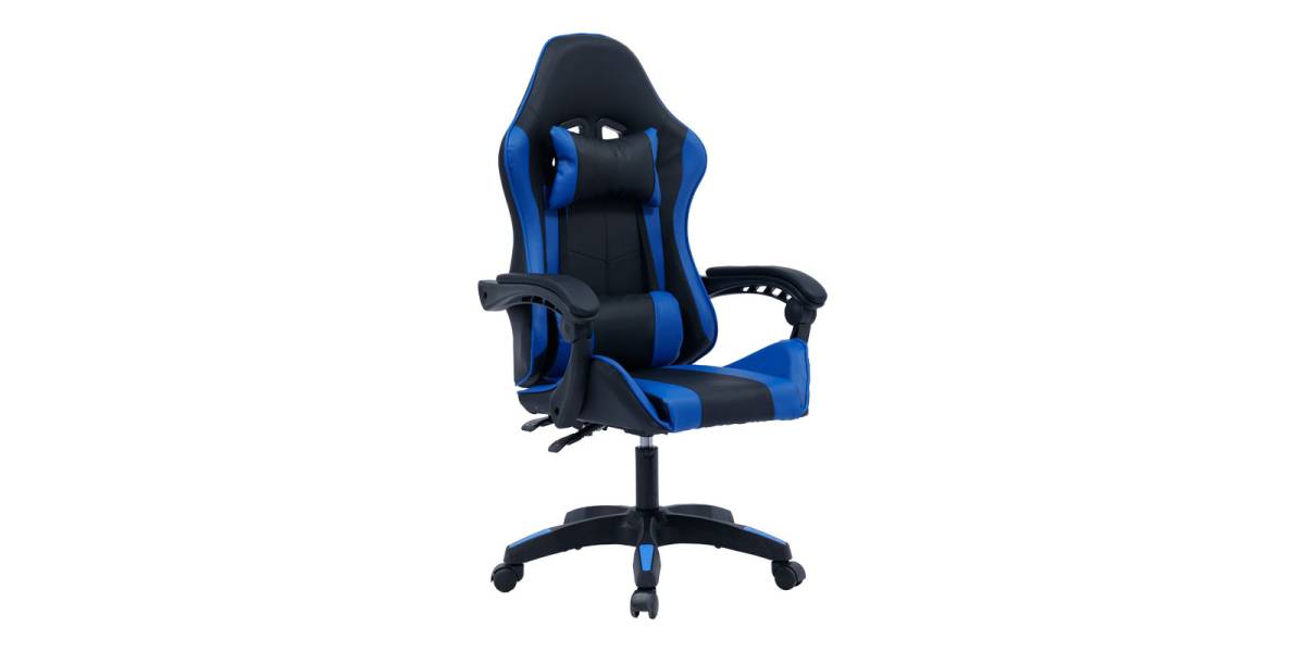 Καρέκλα γραφείου gaming William pakoworld PU μαύρο-μπλε