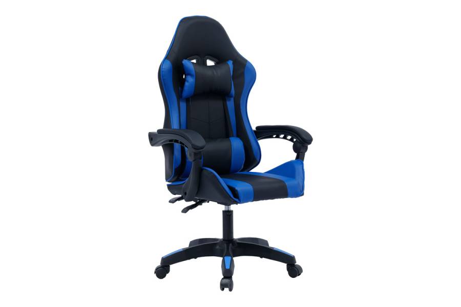Καρέκλα γραφείου gaming William pakoworld PU μαύρο-μπλε