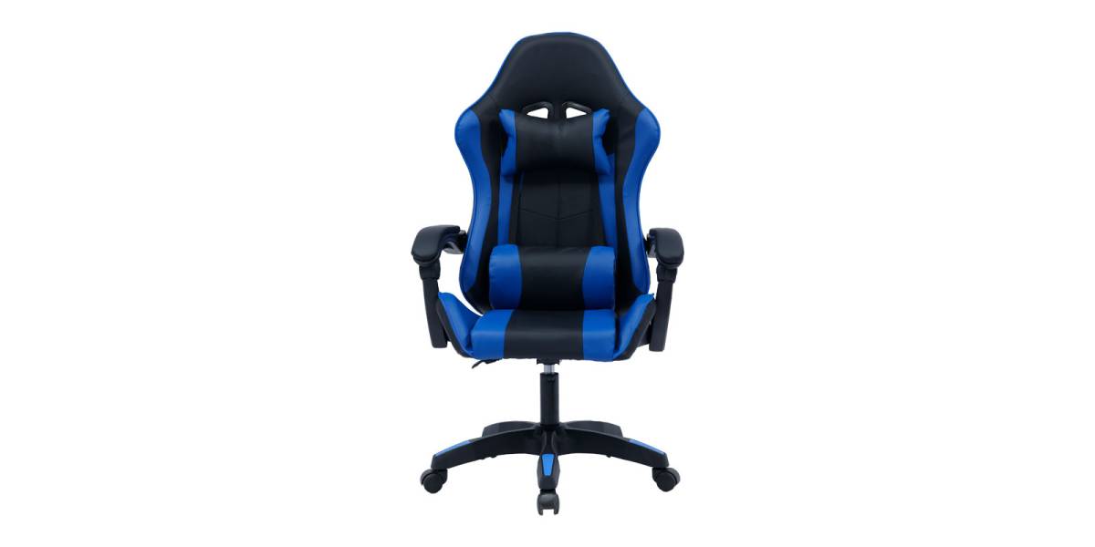 Καρέκλα γραφείου gaming William pakoworld PU μαύρο-μπλε