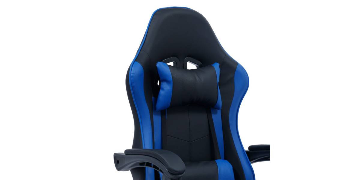 Καρέκλα γραφείου gaming William pakoworld PU μαύρο-μπλε