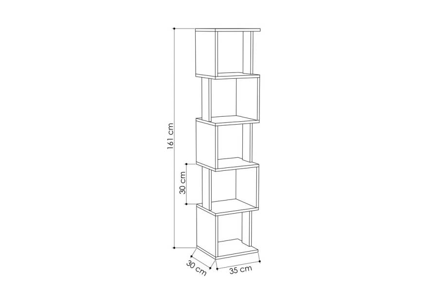 Βιβλιοθήκη - στήλη Piri pakoworld oak μελαμίνης 35x30x161εκ