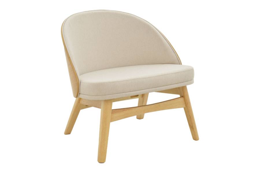 Καρέκλα Sarian pakoworld μπεζ ύφασμα-rubberwood φυσικό πόδι 69,5x71x70.5εκ