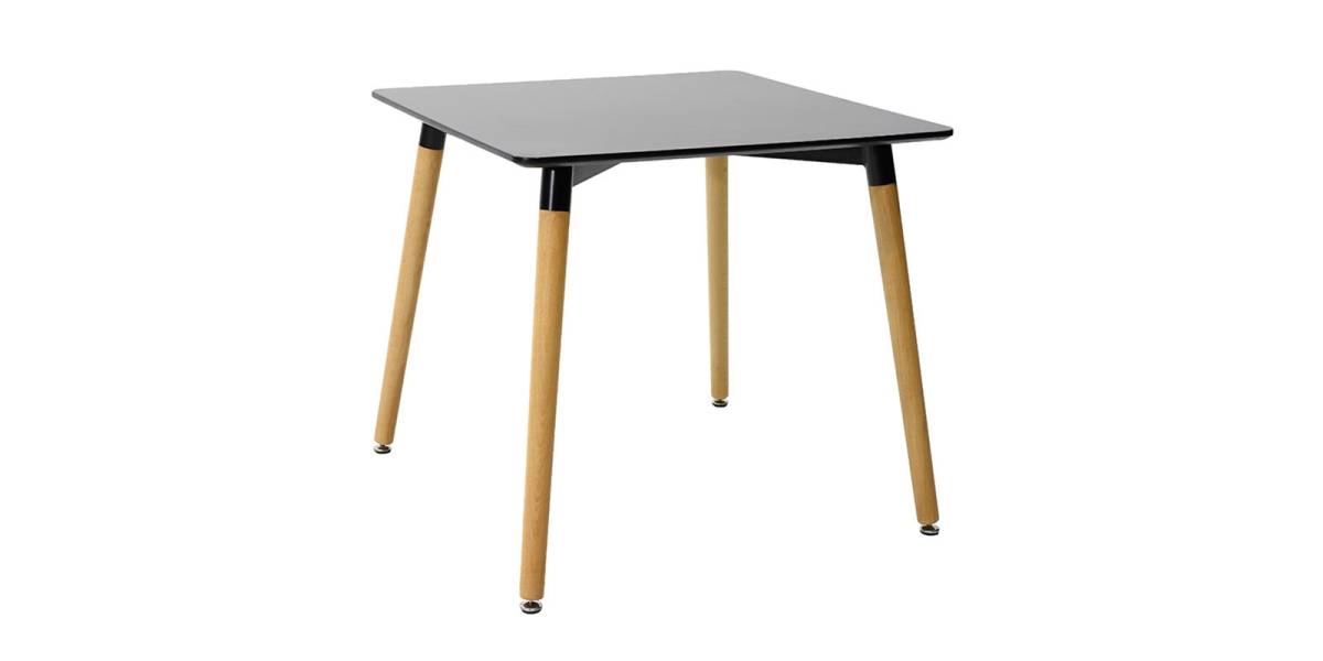 Τραπέζι Natali pakoworld MDF μαύρο-πόδια φυσικό 80x80x76εκ