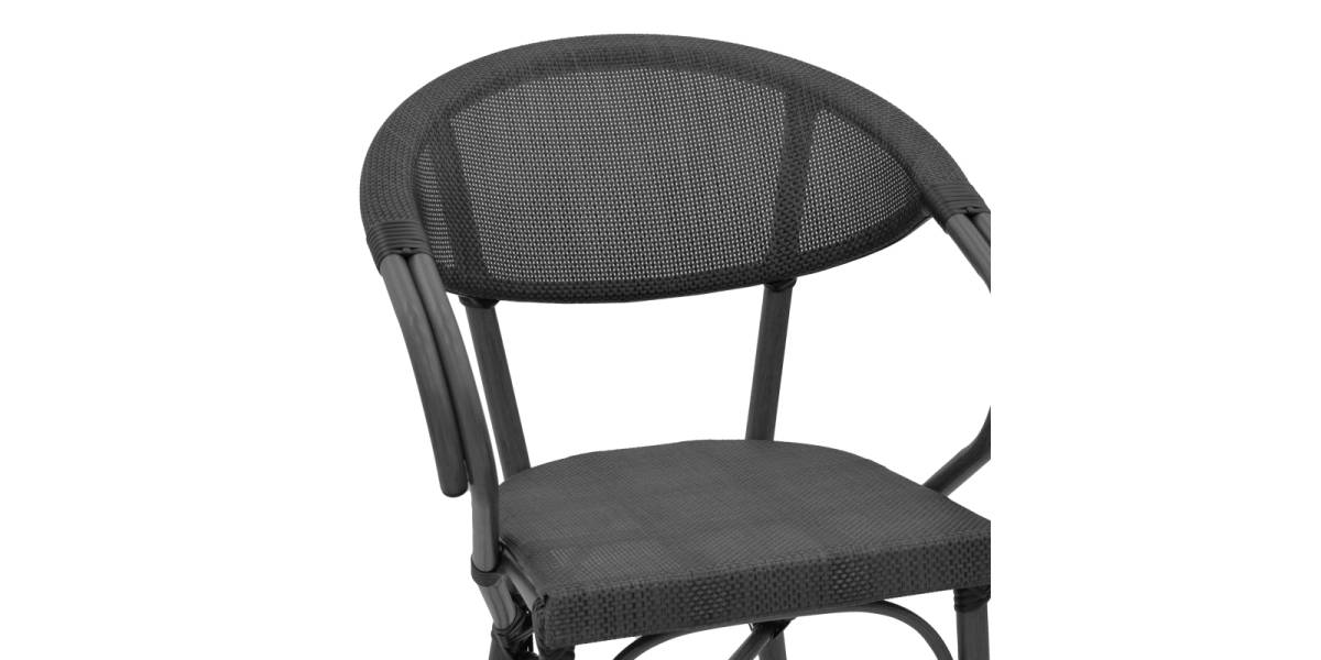 Σκαμπό μπαρ Efolian pakoworld μαύρο αλουμίνιο-μαύρο textilene 58x58x113εκ