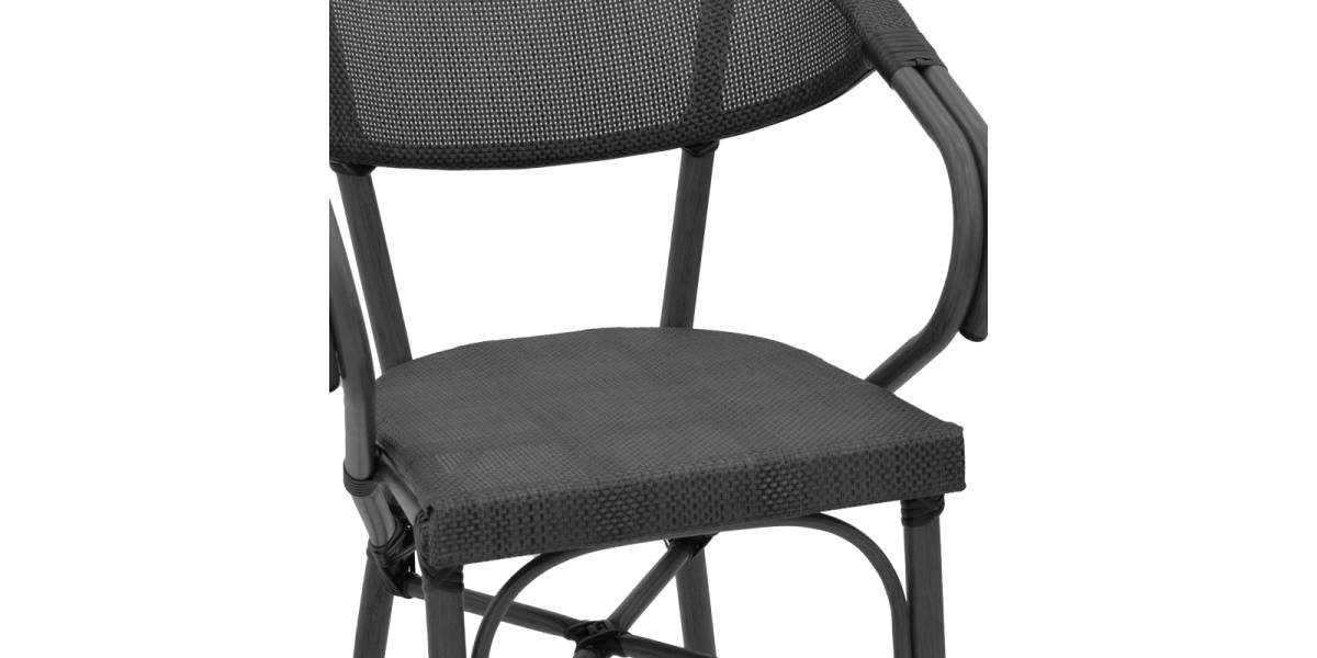 Σκαμπό μπαρ Efolian pakoworld μαύρο αλουμίνιο-μαύρο textilene 58x58x113εκ