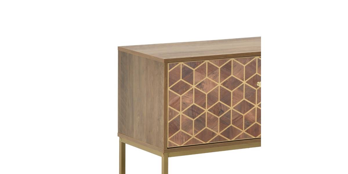 Έπιπλο τηλεόρασης Brilo Inart καφέ-χρυσό ξύλο 145x39x55εκ