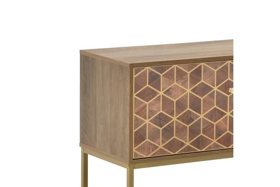 Έπιπλο τηλεόρασης Brilo Inart καφέ-χρυσό ξύλο 145x39x55εκ