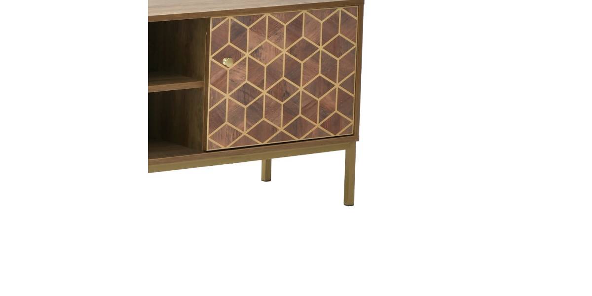 Έπιπλο τηλεόρασης Brilo Inart καφέ-χρυσό ξύλο 145x39x55εκ