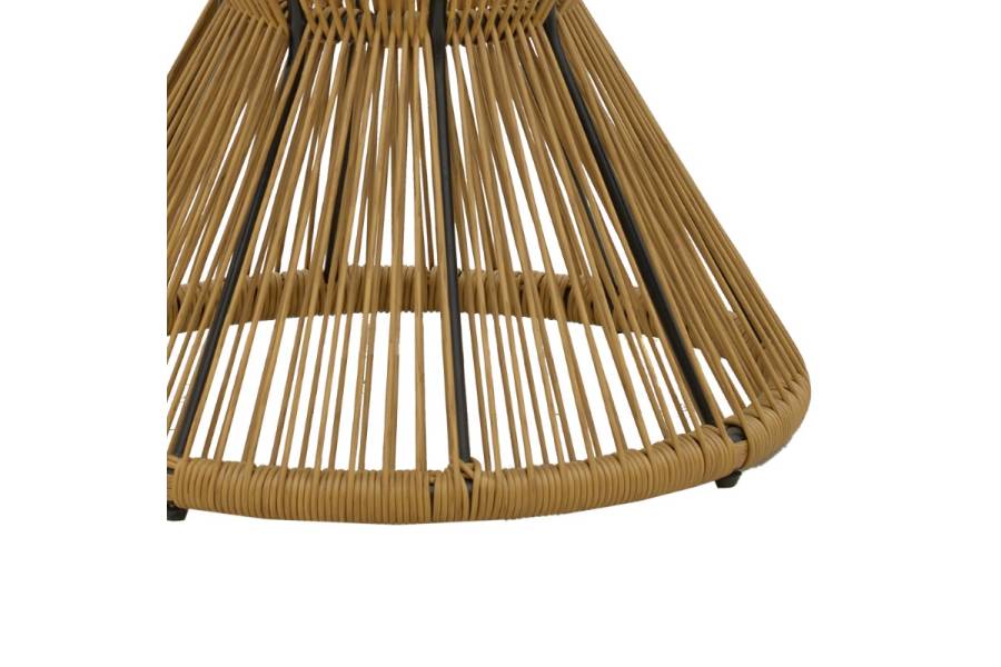 Τραπέζι Mabil pakoworld rattan φυσικό-γυαλί Φ50x55εκ