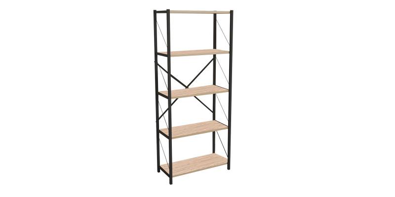Βιβλιοθήκη Draizy pakoworld oak μελαμίνης-μαύρο μέταλλο 63x30x150εκ