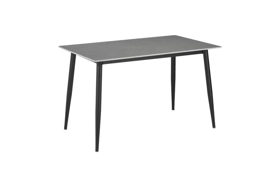 Τραπέζι Gustas pakoworld γκρι μαρμάρου sintered stone-μαύρο μέταλλο 160x80x75εκ