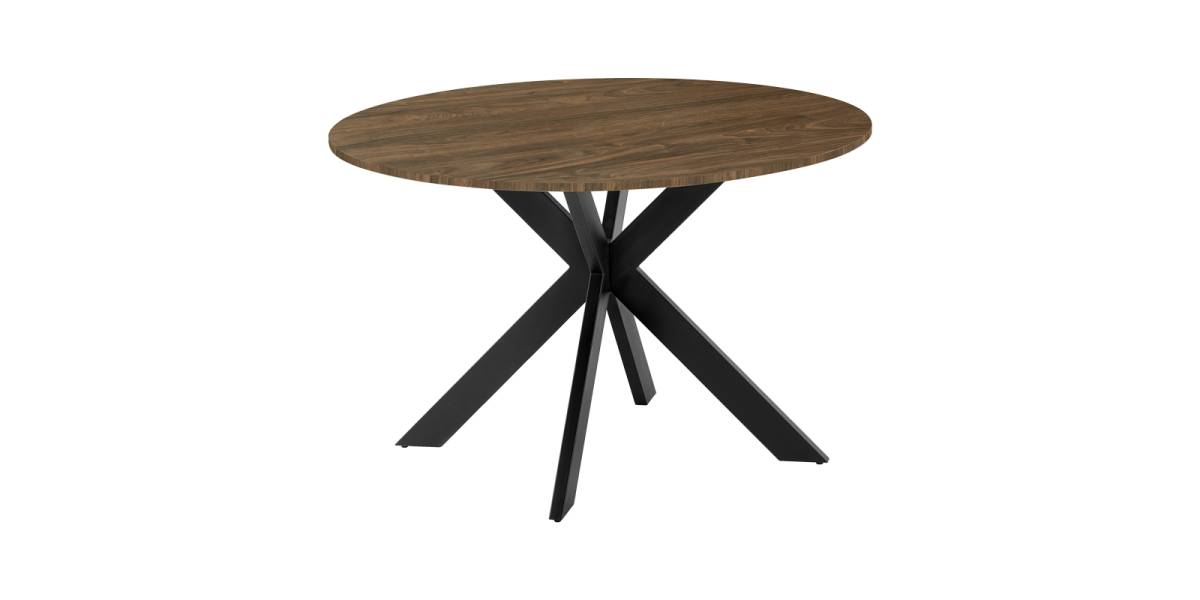 Τραπέζι Jeston pakoworld MDF καρυδί-πόδι μαύρο μέταλλο Φ120x75εκ