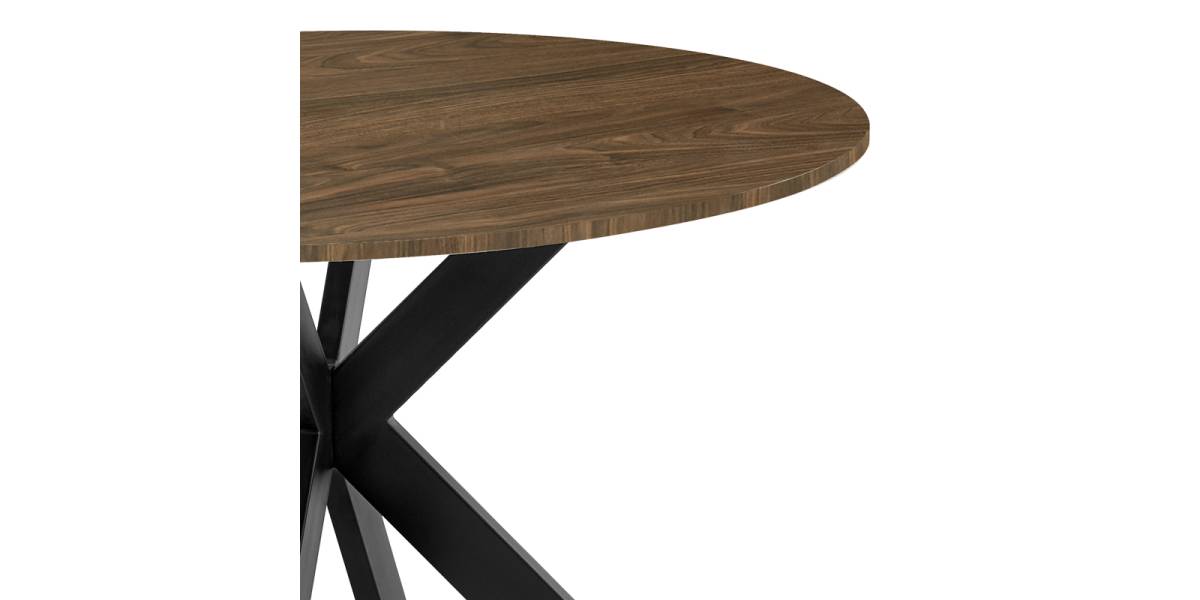 Τραπέζι Jeston pakoworld MDF καρυδί-πόδι μαύρο μέταλλο Φ120x75εκ