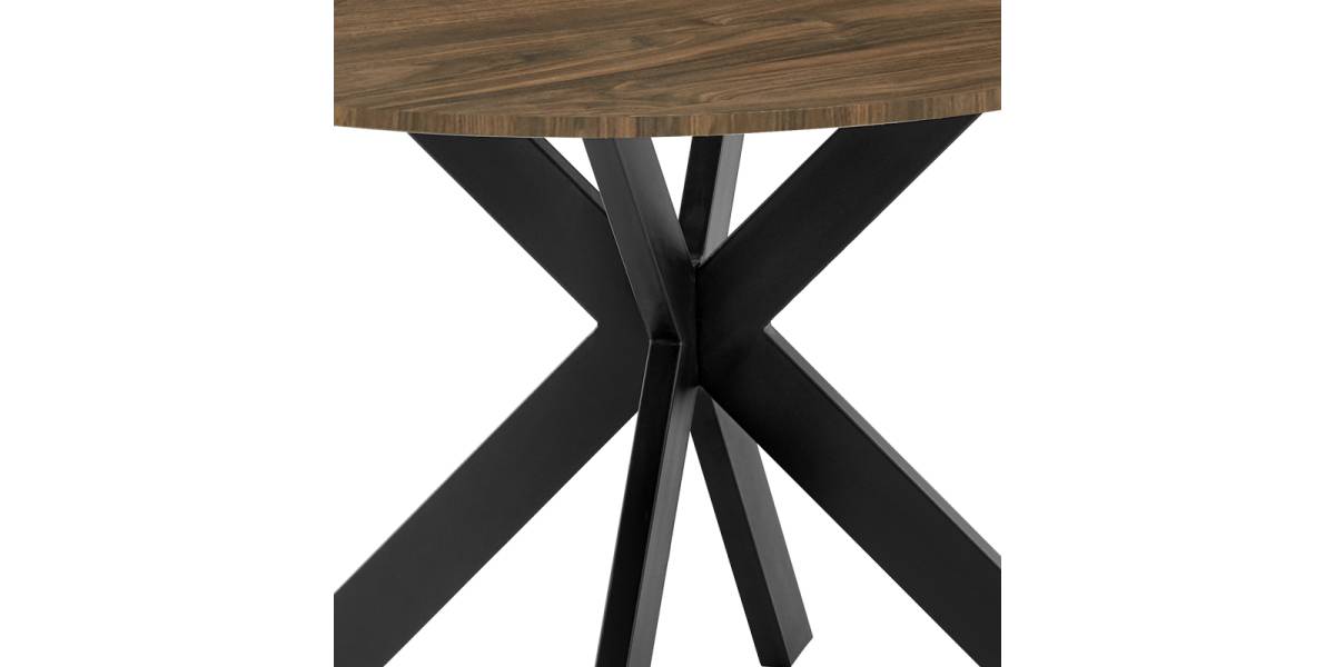 Τραπέζι Jeston pakoworld MDF καρυδί-πόδι μαύρο μέταλλο Φ120x75εκ