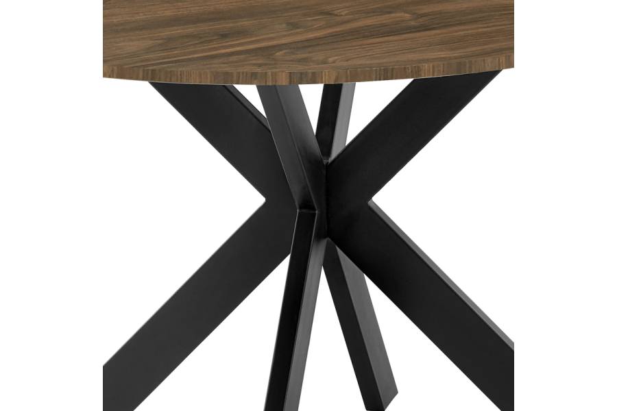 Τραπέζι Jeston pakoworld MDF καρυδί-πόδι μαύρο μέταλλο Φ120x75εκ