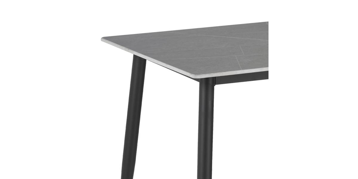 Τραπέζι Gustas pakoworld γκρι μαρμάρου sintered stone-μαύρο μέταλλο 140x80x75εκ