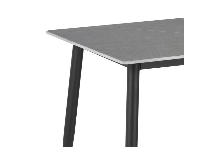 Τραπέζι Gustas pakoworld γκρι μαρμάρου sintered stone-μαύρο μέταλλο 140x80x75εκ