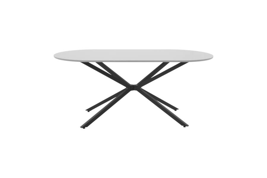 Τραπέζι Lerdion pakoworld γκρι mdf-μαύρο μέταλλο 180x90x75εκ