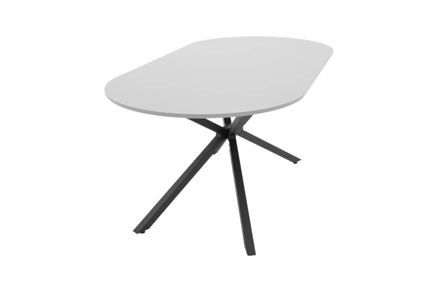Τραπέζι Lerdion pakoworld γκρι mdf-μαύρο μέταλλο 180x90x75εκ
