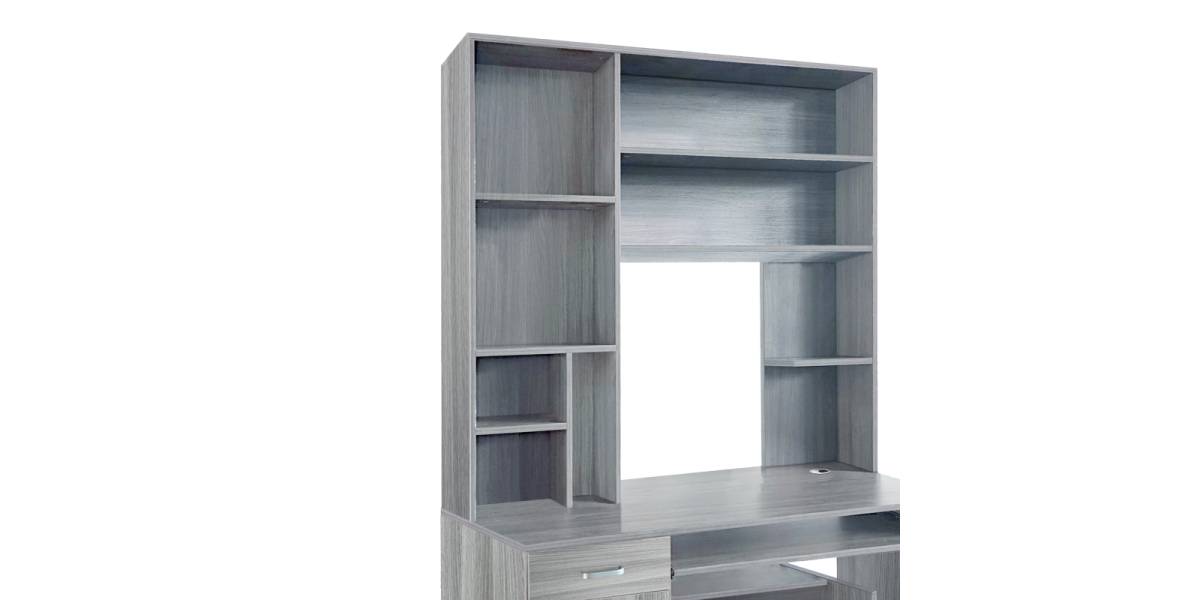 Γραφείο υπολογιστή με βιβλιοθήκη Novelty pakoworld γκρι-oak 120x55x182εκ