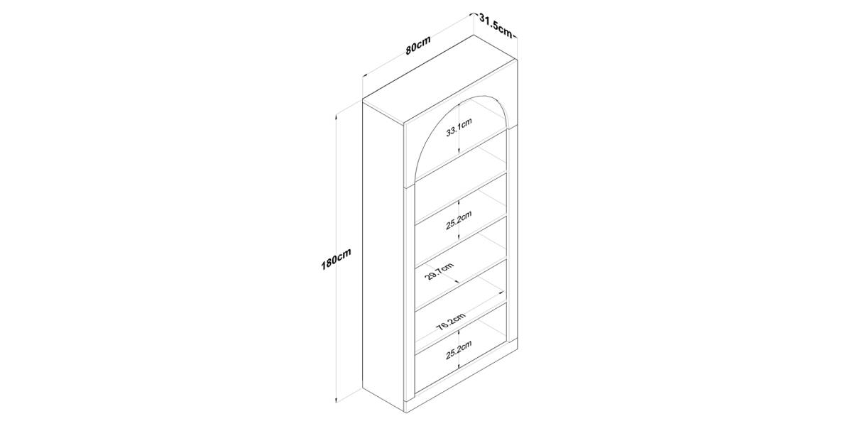 Βιβλιοθήκη Zoel pakoworld λευκό μελαμίνης 80x31.5x180εκ