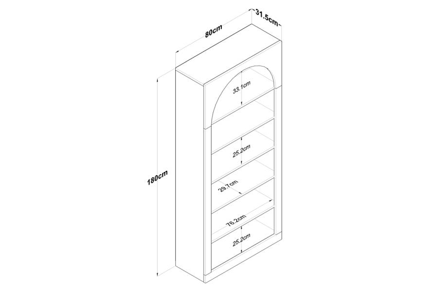 Βιβλιοθήκη Zoel pakoworld λευκό μελαμίνης 80x31.5x180εκ