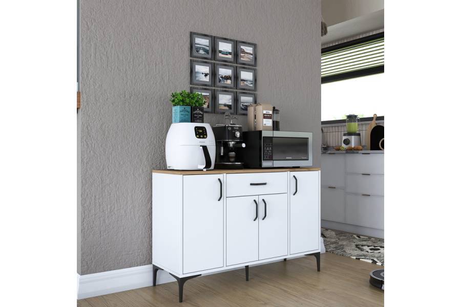 Μπουφές Ubron pakoworld λευκό-καρυδί μελαμίνης 120x40x78.6εκ