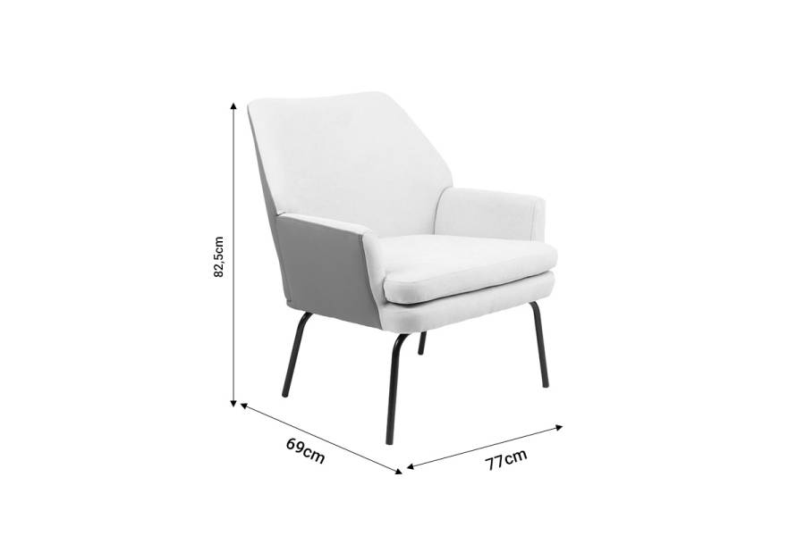 Πολυθρόνα Kieran pakoworld ύφασμα γκρι- πόδι μαύρο 77x69x82.5εκ