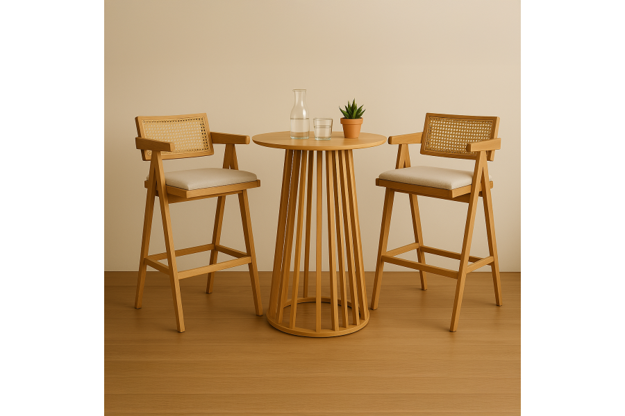 Τραπέζι μπαρ Domonic pakoworld mdf φυσικό Φ60x105εκ