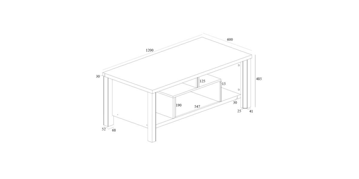 Τραπέζι σαλονιού Tracy pakoworld λευκό-γκρι 120x60x48.5εκ