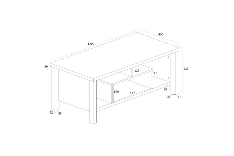 Τραπέζι σαλονιού Tracy pakoworld λευκό-γκρι 120x60x48.5εκ