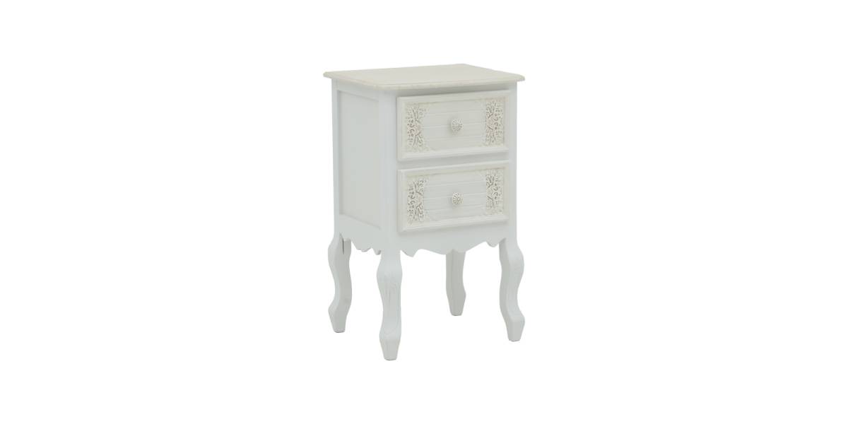 Κομοδίνο Pazlen Inart mdf σε λευκή αντικέ απόχρωση 40x45x65εκ