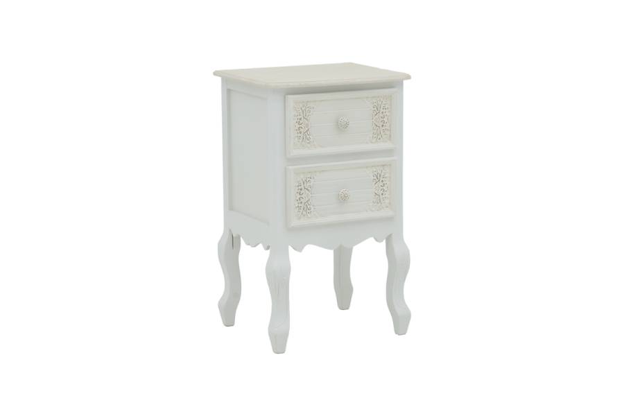 Κομοδίνο Pazlen Inart mdf σε λευκή αντικέ απόχρωση 40x45x65εκ