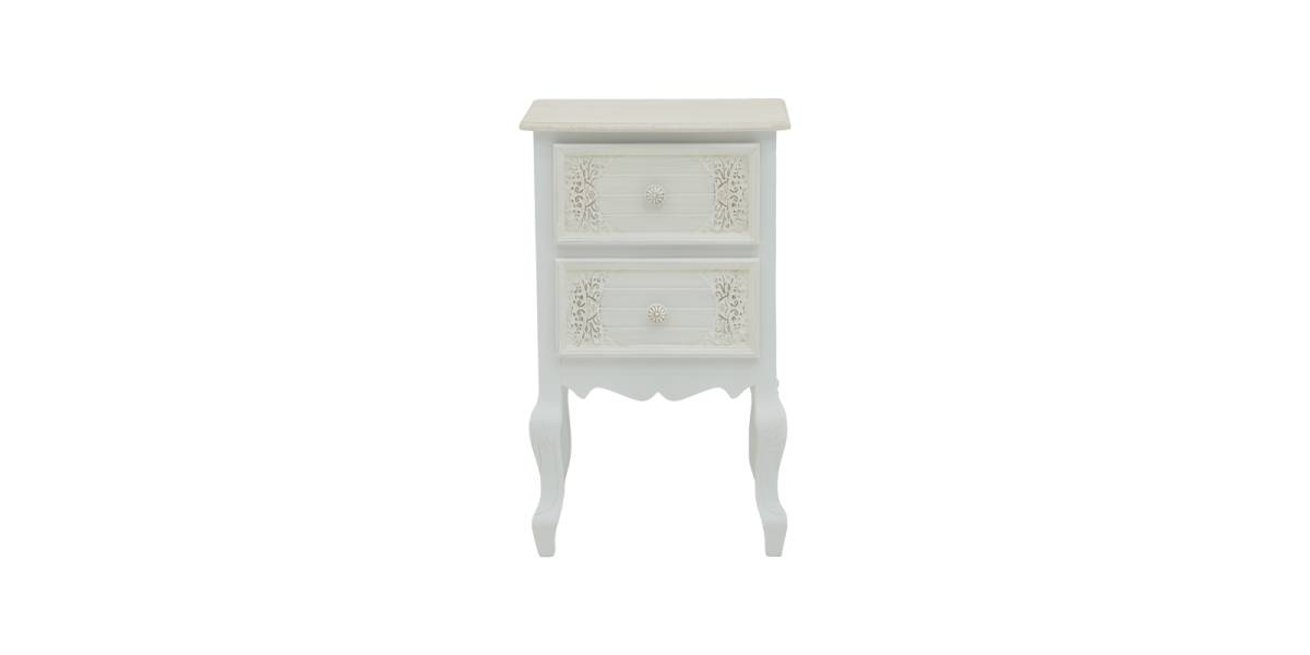 Κομοδίνο Pazlen Inart mdf σε λευκή αντικέ απόχρωση 40x45x65εκ
