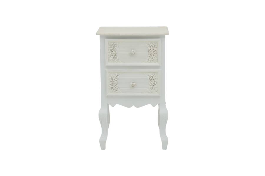 Κομοδίνο Pazlen Inart mdf σε λευκή αντικέ απόχρωση 40x45x65εκ